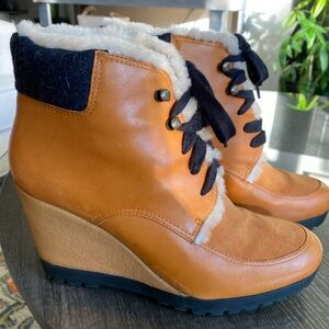 Cole Haan Brown and Black Wedge Boots